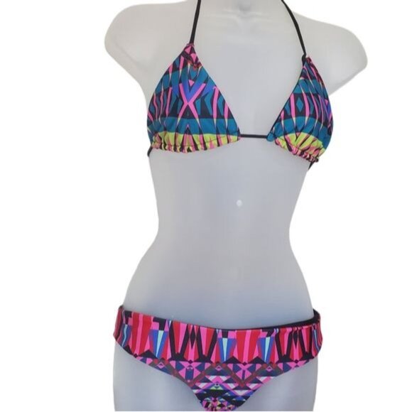 BIANCA COLETTI Womens 2 Piece Bikini Medium Geometric Retro Halter Triangle - Picture 5 of 13